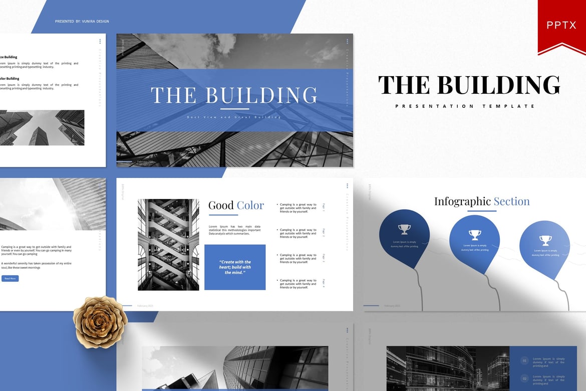 Template Presentasi PowerPoint The Building yang Menarik dan Profesional