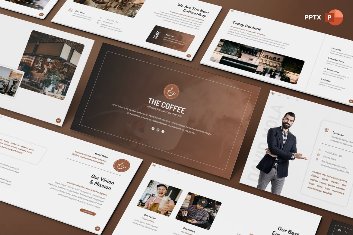 Template Presentasi PowerPoint The Coffee - Solusi Kreatif untuk Semua Kebutuhan