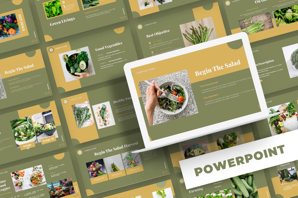 Template PowerPoint Sayuran Berkualitas - Solusi Presentasi Menarik
