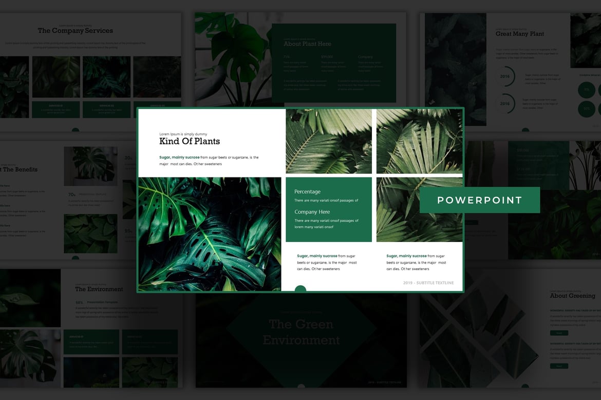 Template Presentasi PowerPoint The Green Environment yang Menarik