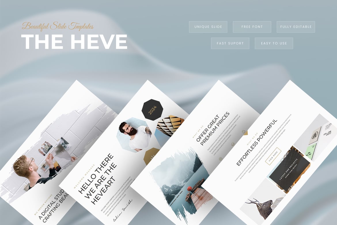 Template Presentasi Powerpoint Heve yang Minimalis dan Profesional