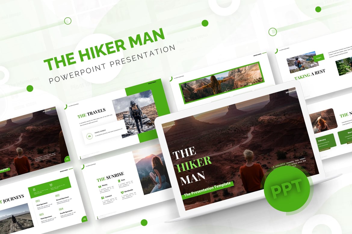 Template Presentasi Powerpoint Hiker Man yang Menarik