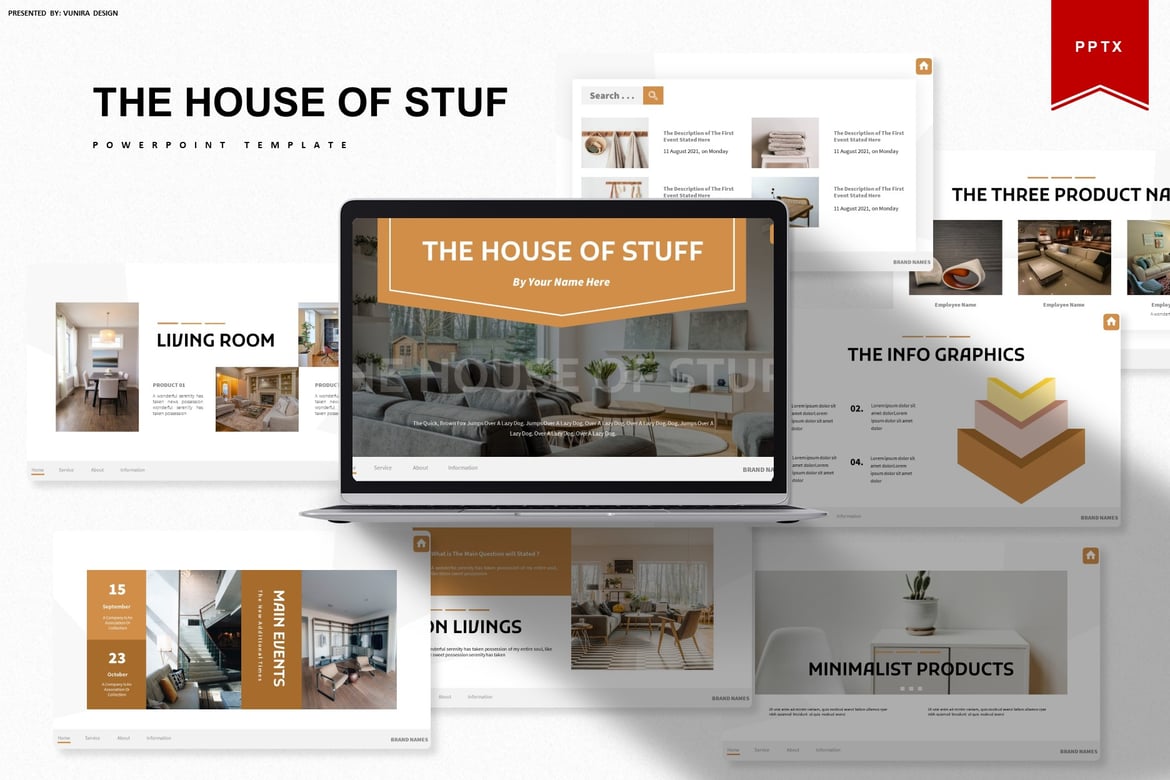 Template Presentasi PowerPoint House of Stuff yang Menarik dan Profesional
