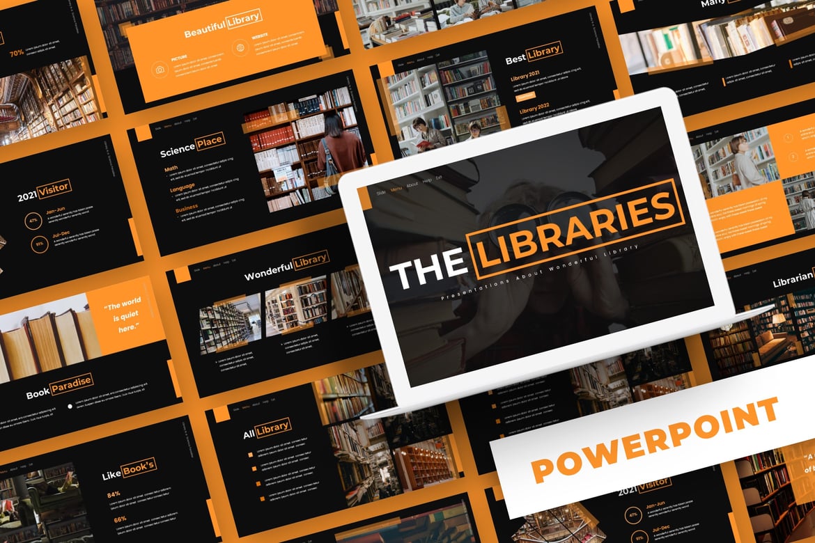 Template PowerPoint The Libraries - Solusi Presentasi Serbaguna