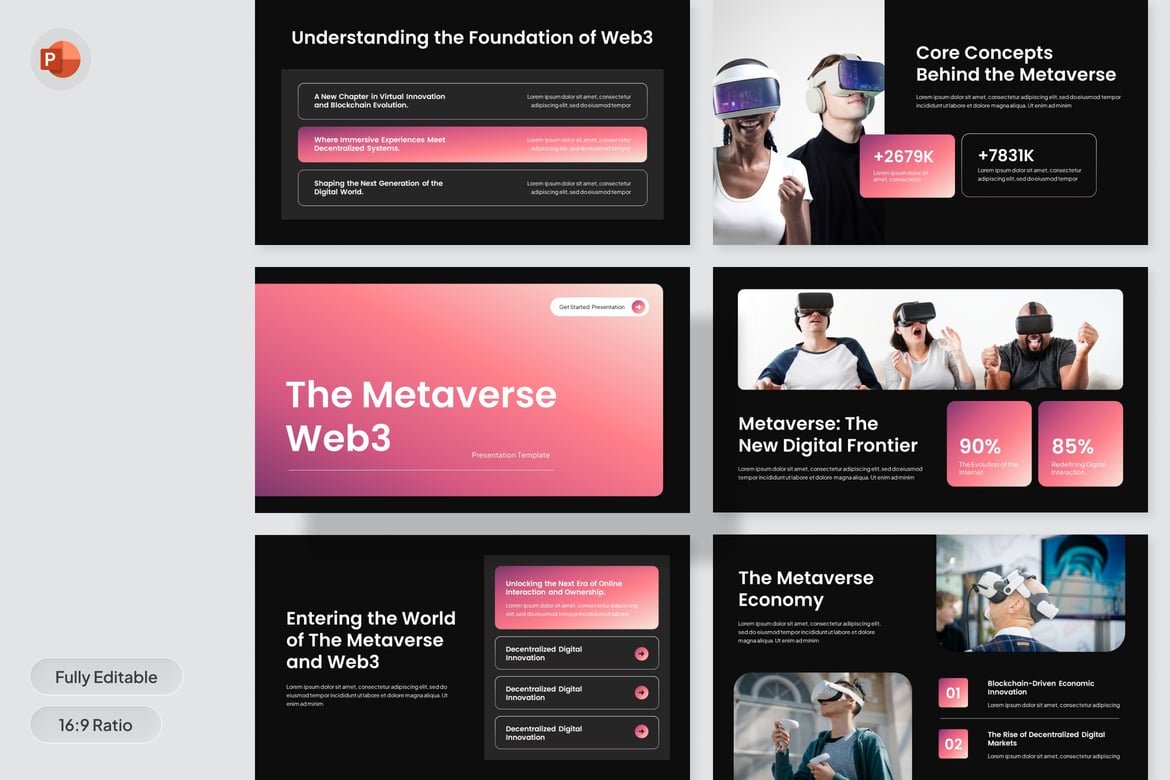 Template Presentasi PowerPoint Metaverse Web3 yang Futuristik