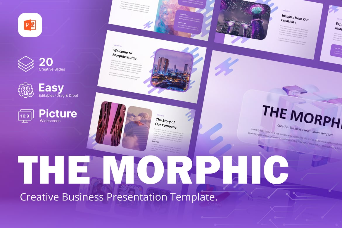 Template Presentasi Kreatif Bisnis Morphic - PowerPoint yang Menginspirasi