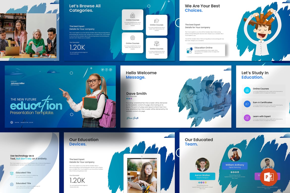 Template PowerPoint Pendidikan Masa Depan yang Menarik