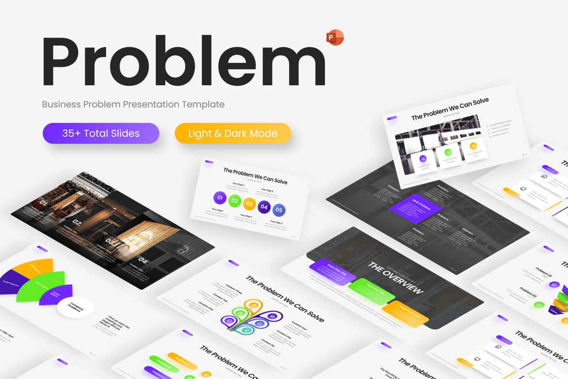 Template PowerPoint Infografis untuk Solusi Masalah yang Menarik