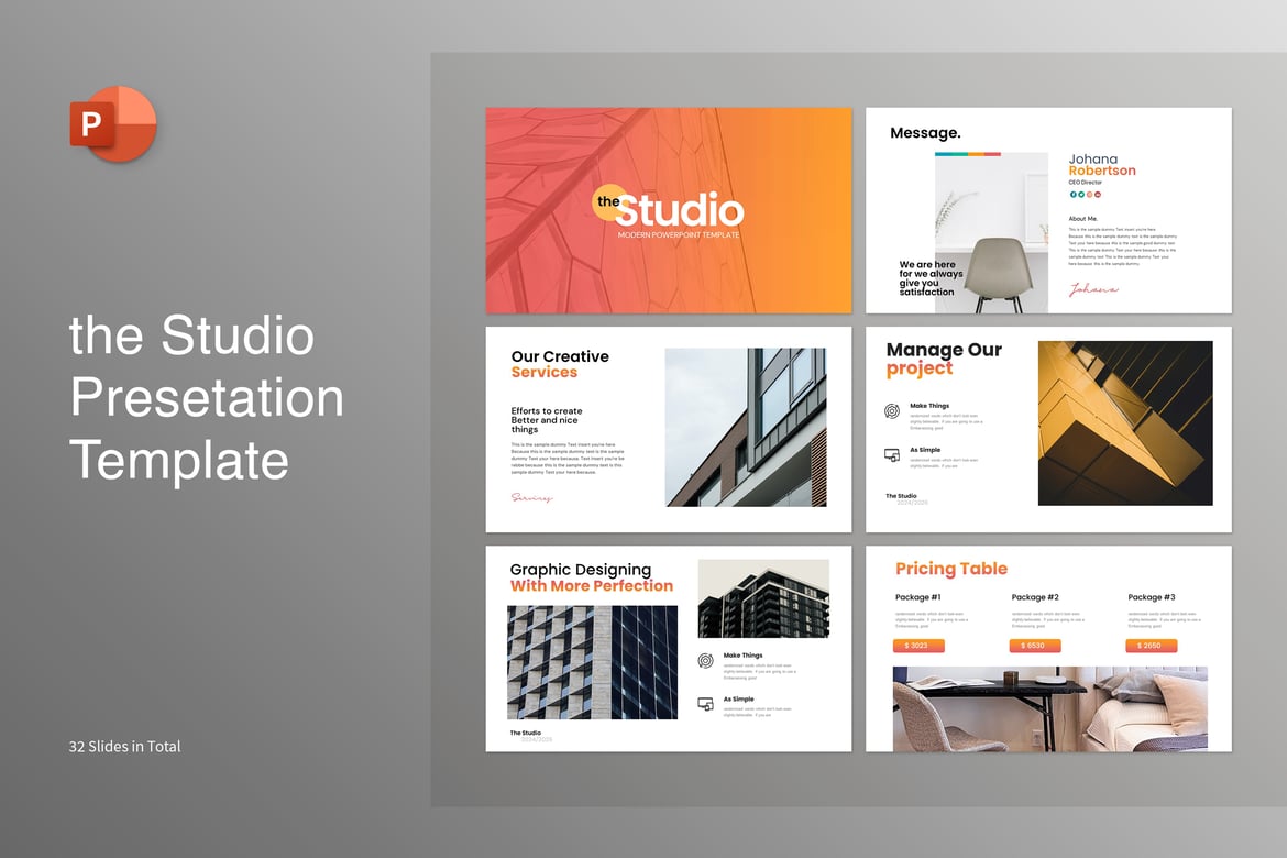 Template Presentasi PowerPoint - The Studio Minimalis yang Profesional