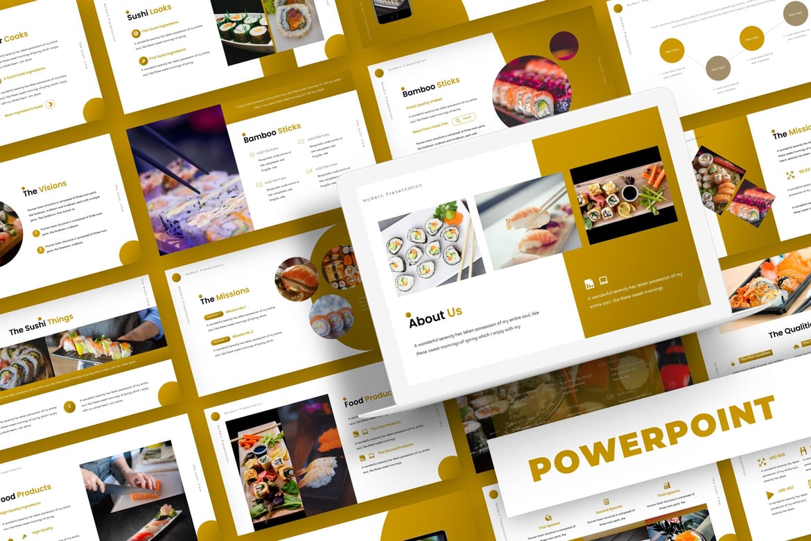 Template Presentasi PowerPoint Sushi - Serbaguna dan Menarik