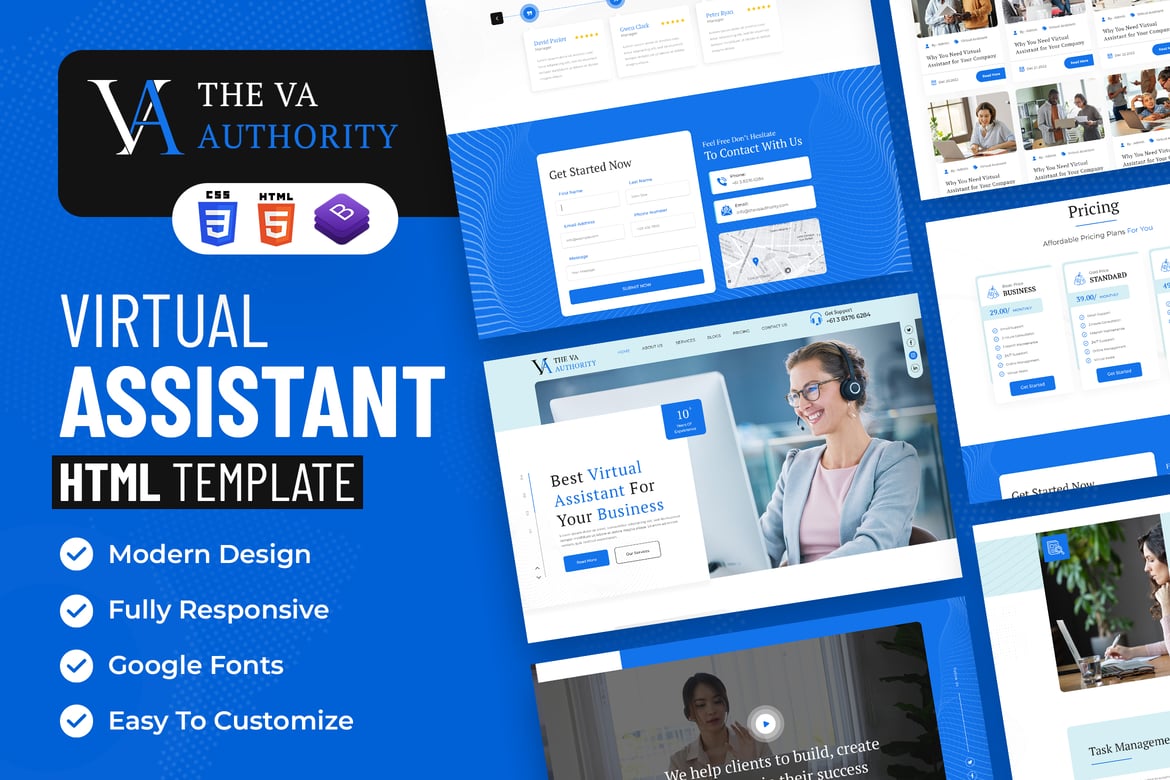 Template Website VA Authority | Solusi Desain untuk Asisten Virtual