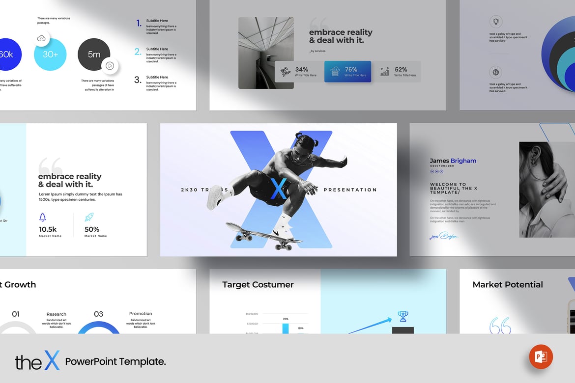 Template PowerPoint Kreatif X: Solusi Presentasi Profesional untuk Pengusaha