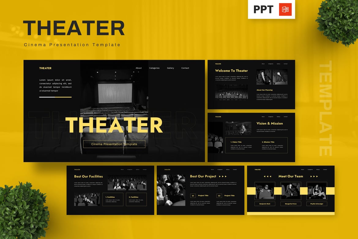 Template Powerpoint Teater dan Sinema yang Menarik