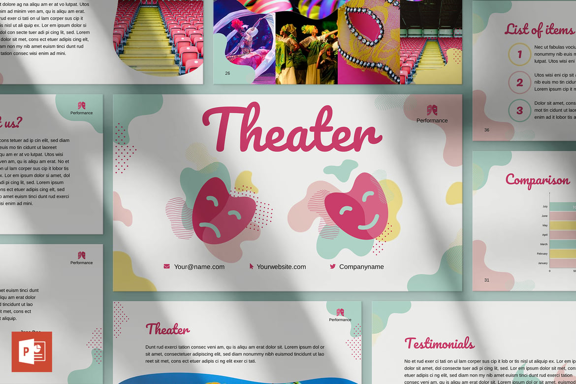 Template Presentasi PowerPoint untuk Teater yang Menarik