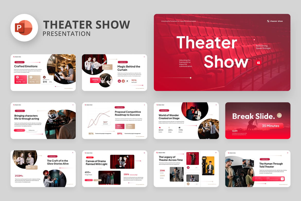 Template Presentasi Powerpoint Pertunjukan Teater yang Memukau