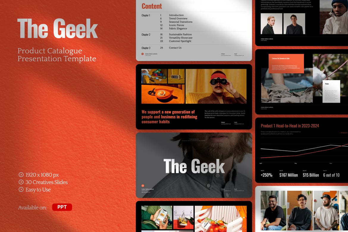 Template Powerpoint Modern 'The Geek' untuk Katalog Produk Anda