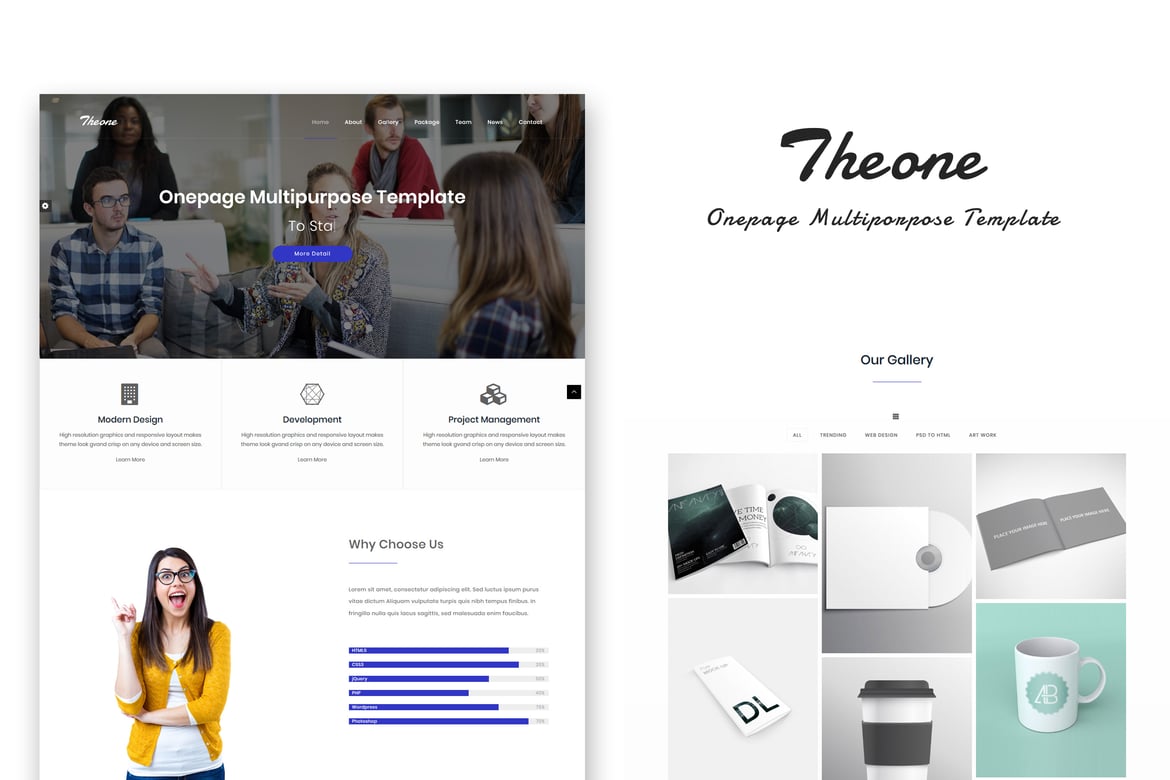 Theone - Template Website Satu Halaman Serbaguna yang Menarik