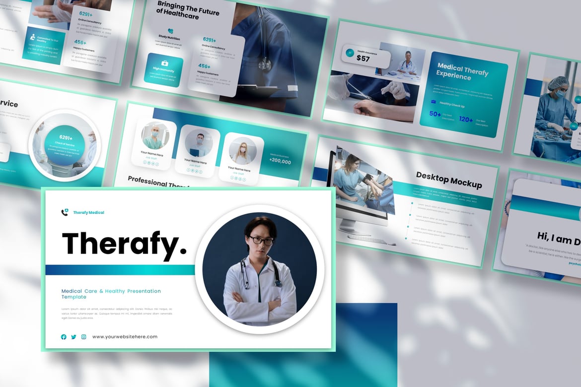 Therafy - Template Presentasi Medis PowerPoint yang Menawan