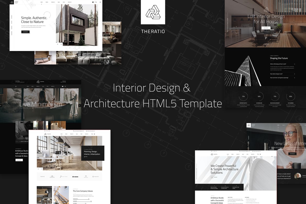Theratio - Template Website Desain Interior & Arsitektur HTML5 yang Elegan