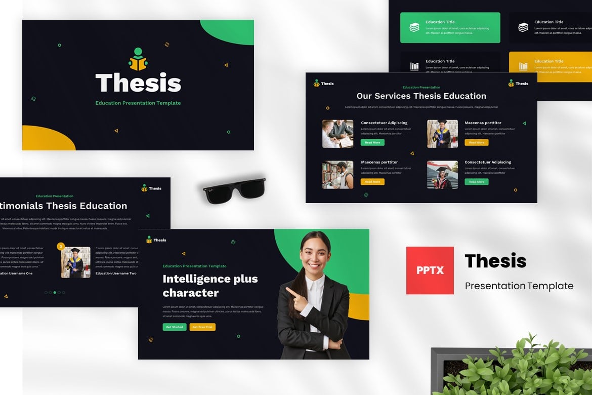 Template Presentasi PowerPoint Pendidikan - Thesis yang Modern dan Kreatif
