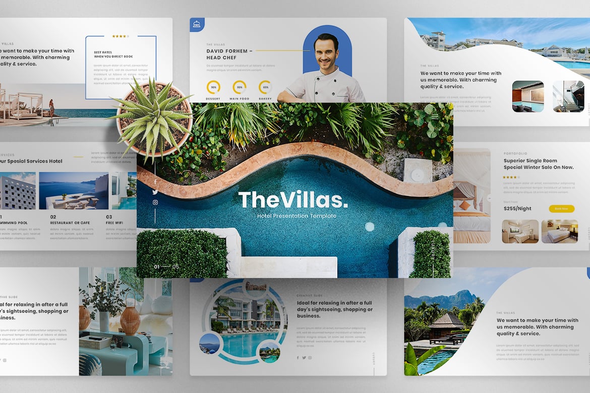 Template Presentasi PowerPoint TheVillas untuk Hotel dan Akomodasi