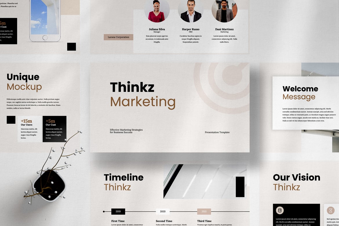 Template PowerPoint Thinkz Marketing yang Modern dan Kreatif