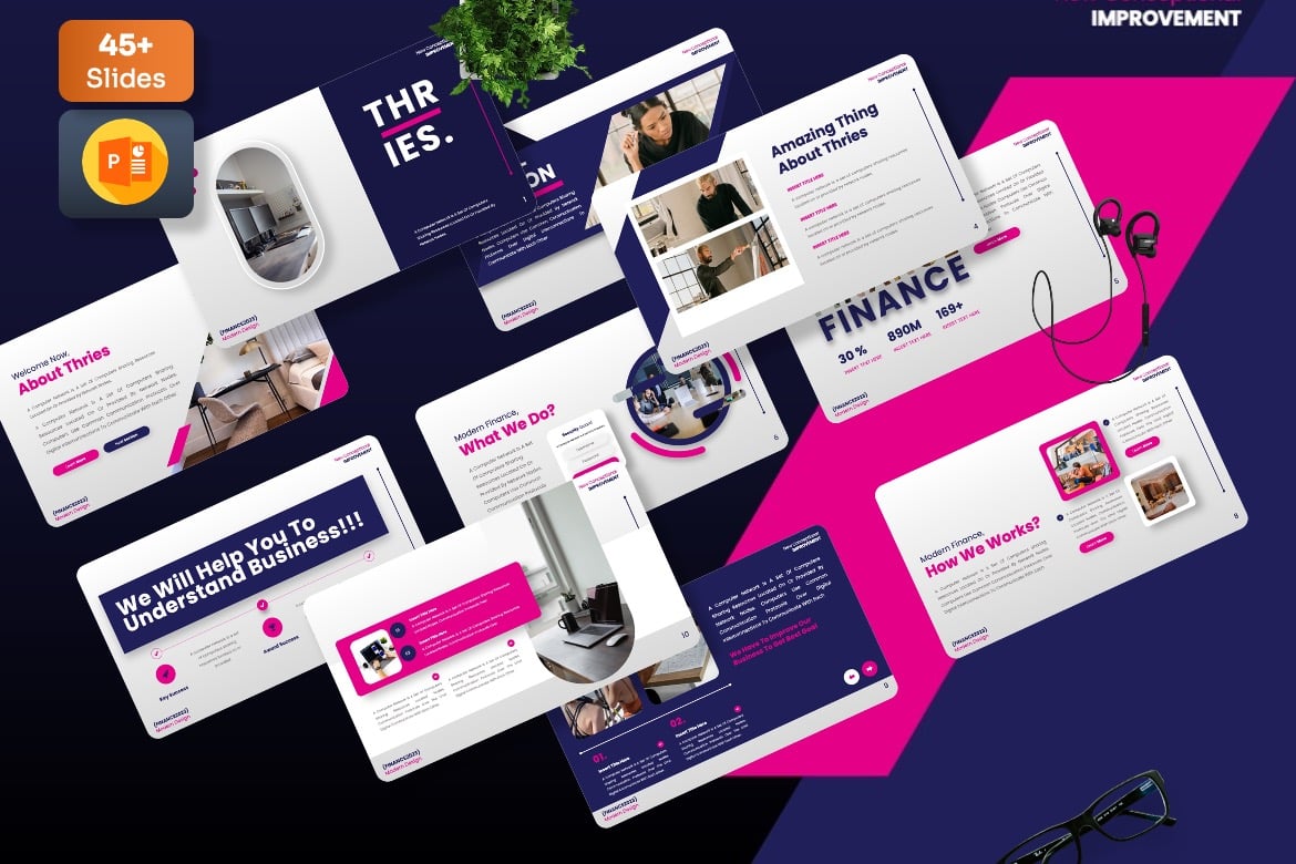 Thries - Template Powerpoint Keuangan yang Menarik