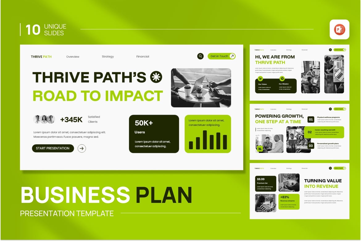 Template Presentasi PowerPoint Rencana Bisnis Thrive Path