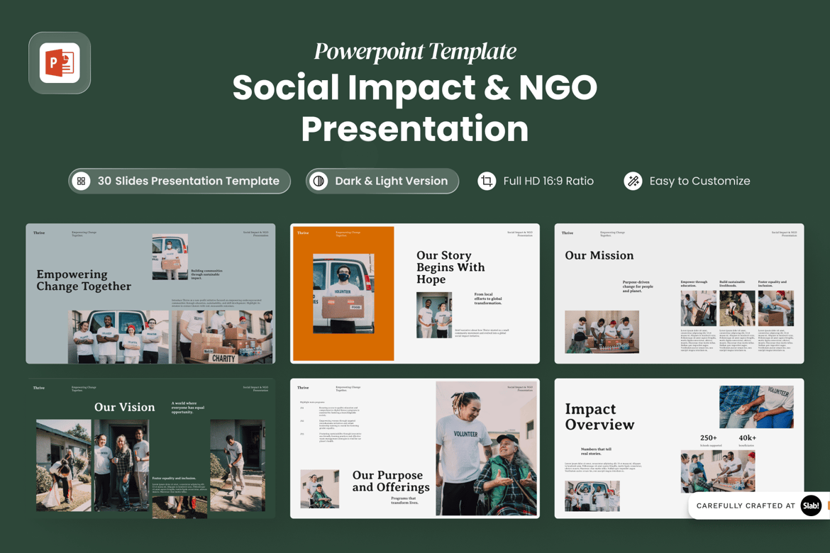 Thrive - Template Presentasi PowerPoint untuk Dampak Sosial & NGO