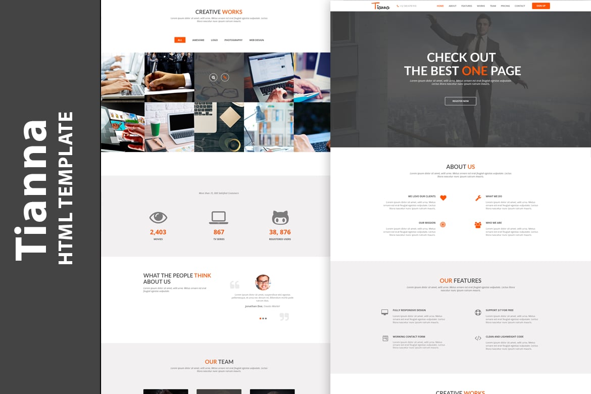 Tianna - Template Website HTML5 Satu Halaman yang Modern dan Kreatif