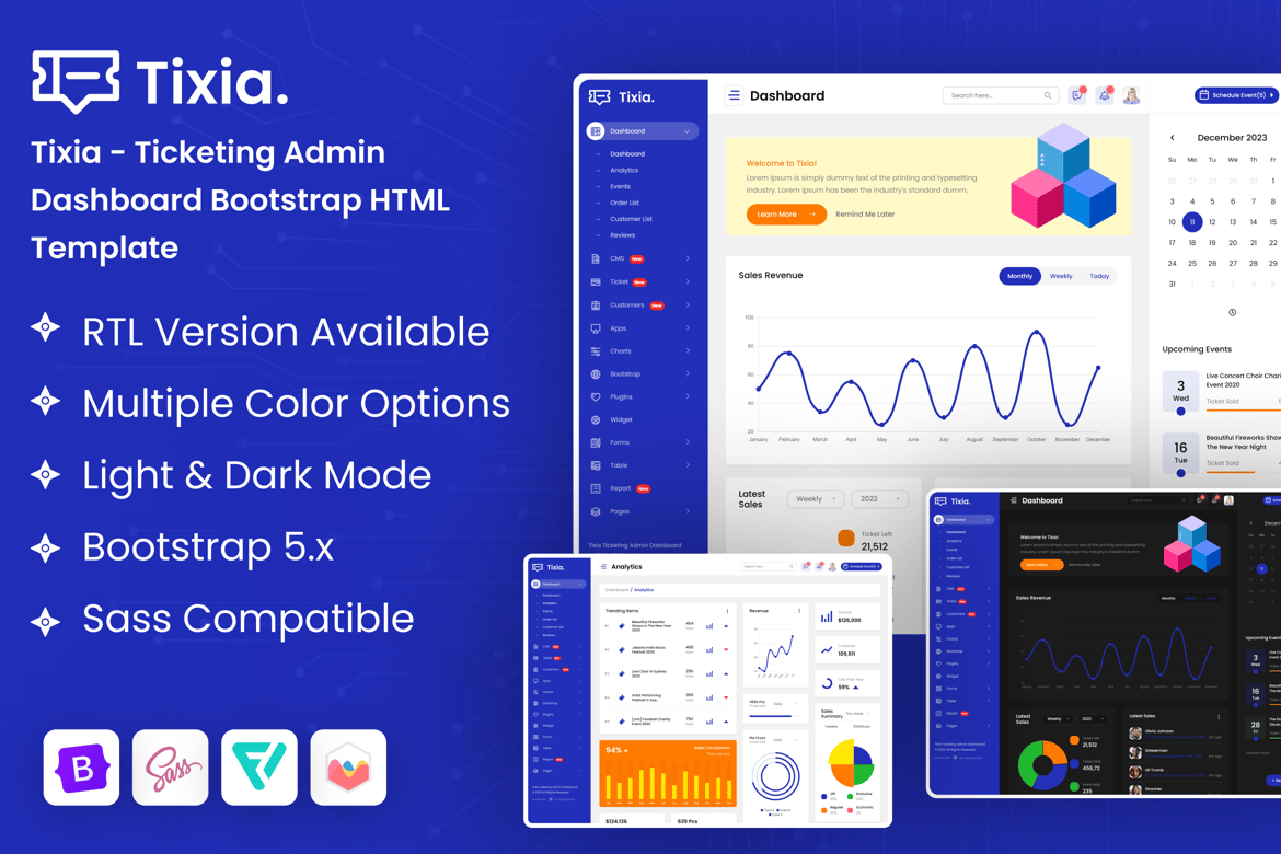 Template Website Dashboard Admin Tiket yang Responsif dan Modern