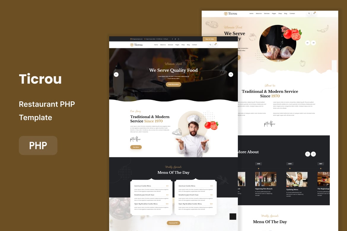Ticrou - Template Website Restoran yang Menawan
