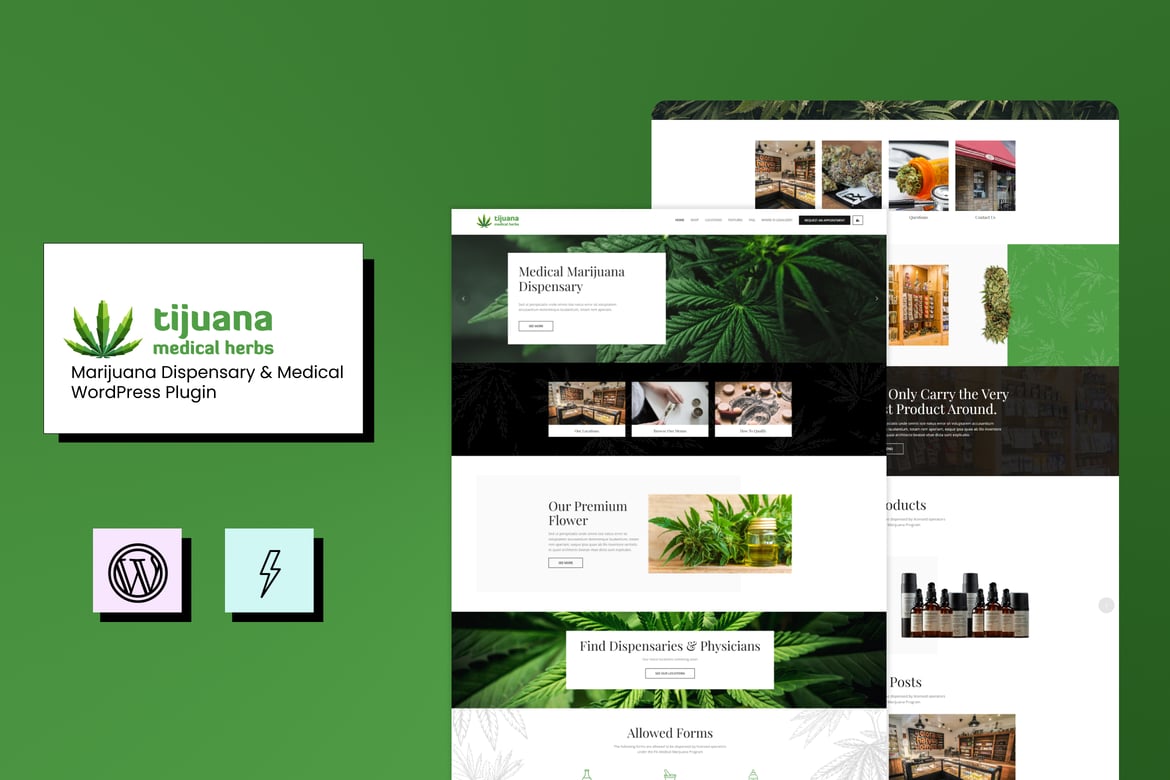 Tema WordPress Tijuana untuk Dispensari dan Layanan Medis Cannabis