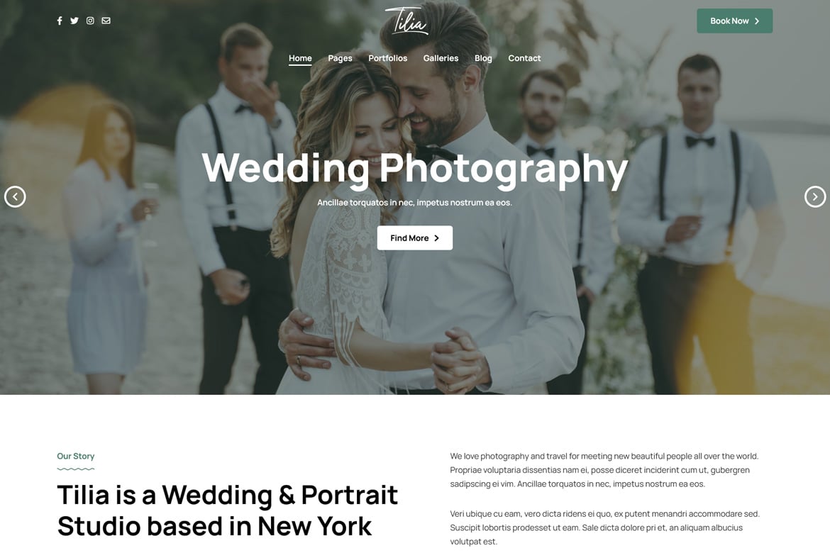 Tilia - Template Website Portofolio Fotografi Pernikahan yang Memukau