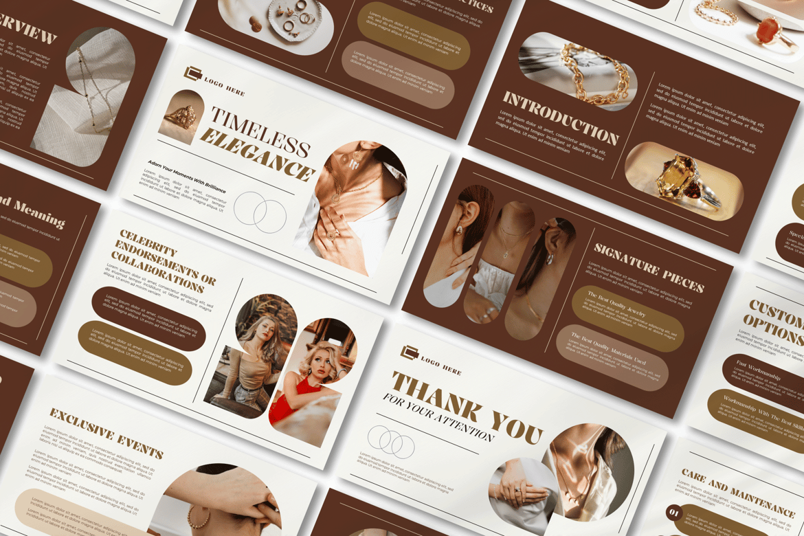 Template PowerPoint Presentasi Perhiasan Elegan dan Abadi