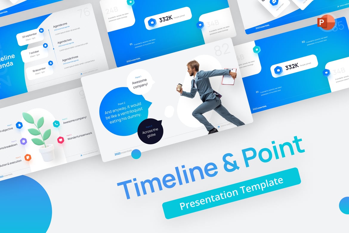 Template PowerPoint Timeline & Point yang Menarik