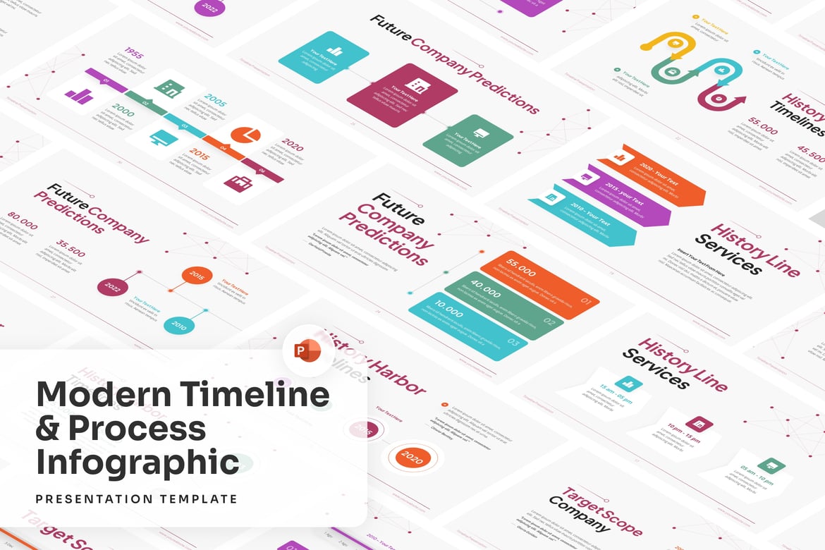 Template PowerPoint Timeline & Proses yang Menarik
