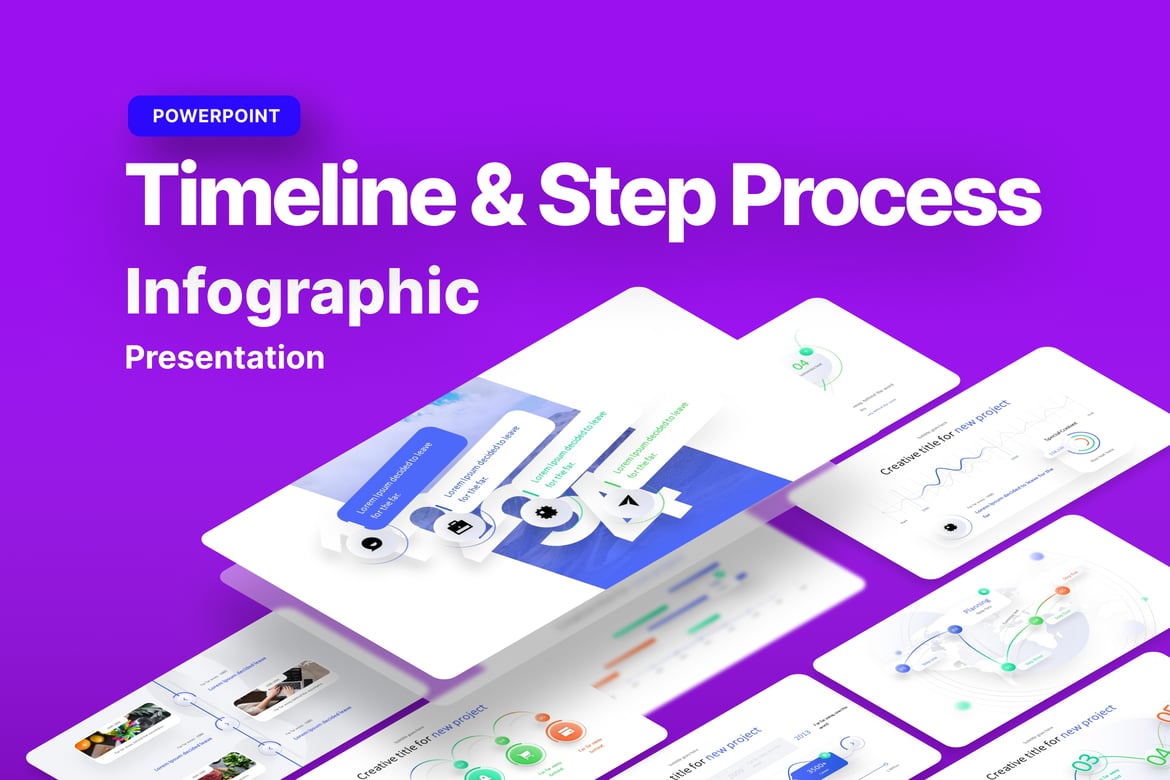 Template PowerPoint Timeline dan Proses Langkah yang Menarik