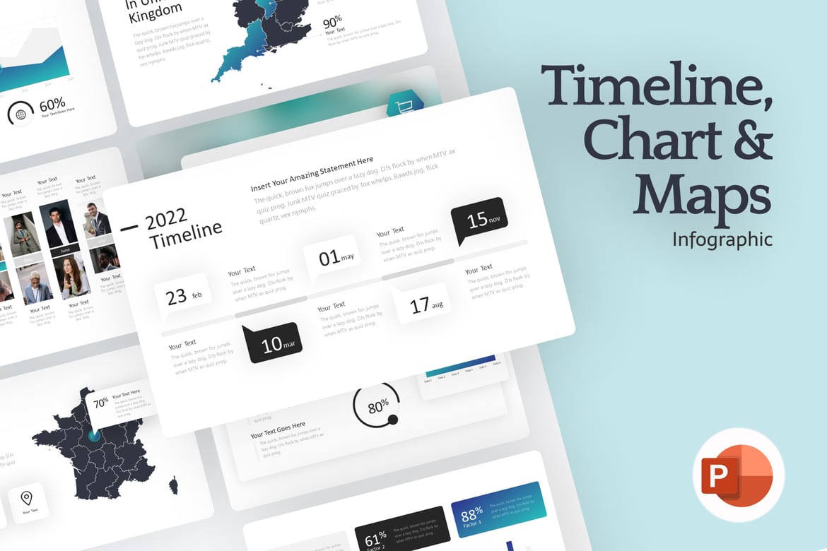 Template PowerPoint Timeline, Chart & Maps yang Menarik dan Profesional