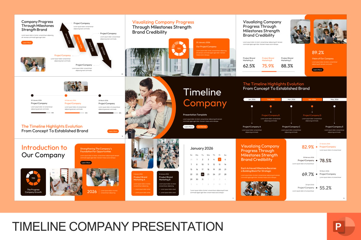 Template Presentasi Timeline Perusahaan yang Menarik
