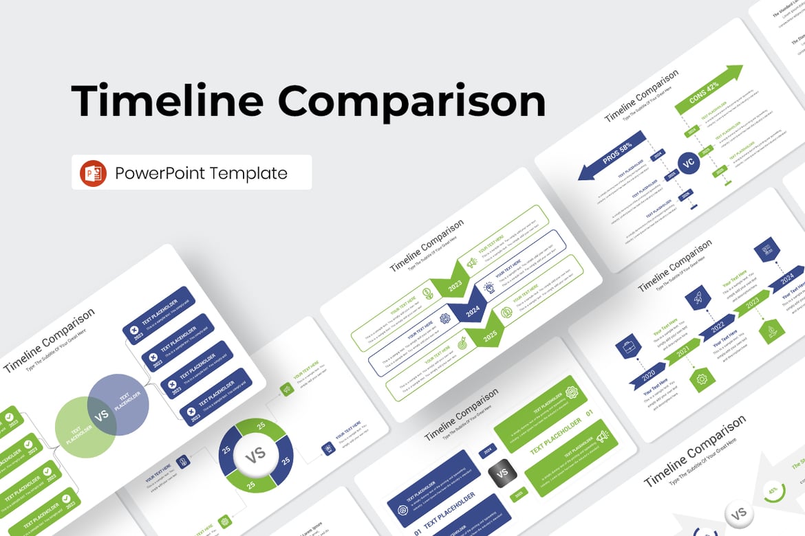 Template PowerPoint Perbandingan Timeline yang Menarik