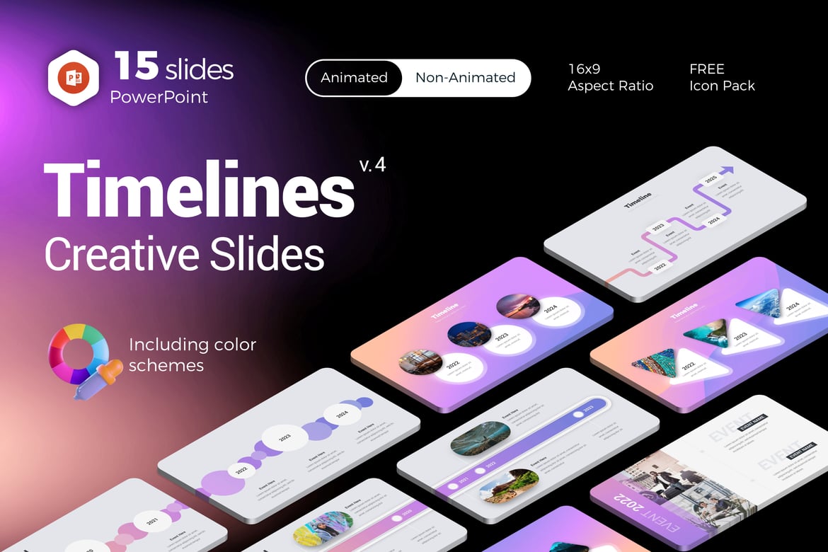 Template PowerPoint Infografis Timeline Kreatif untuk Presentasi Menarik