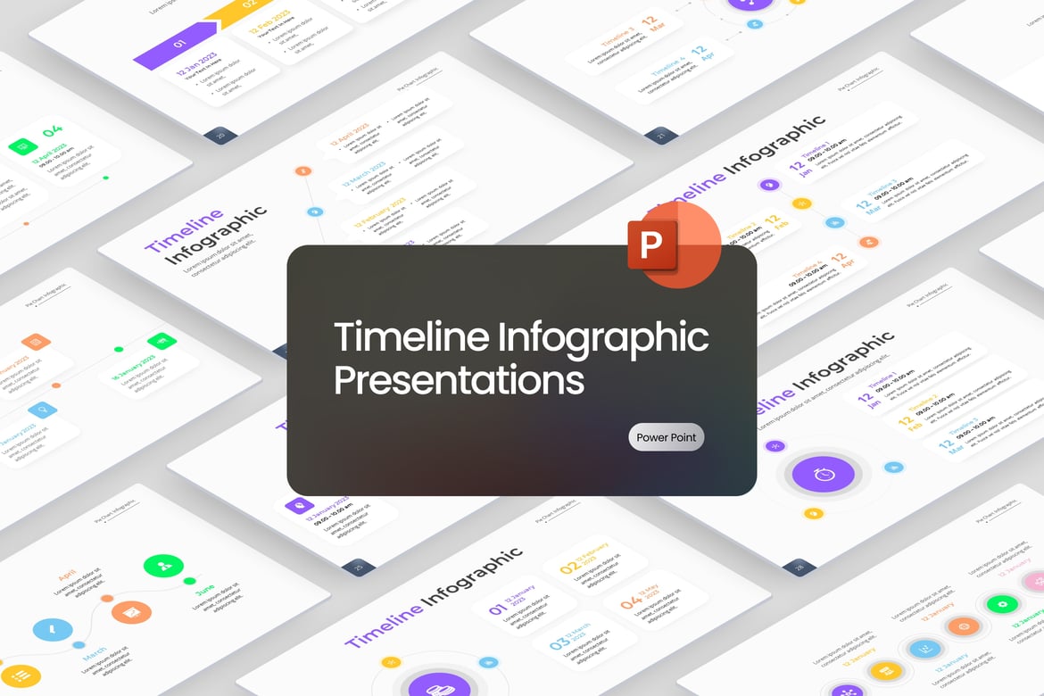 Template PowerPoint Infografis Diagram Timeline yang Modern