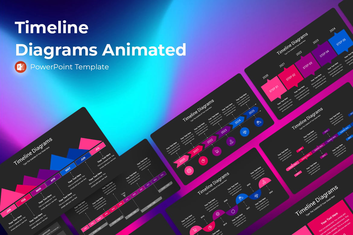 Template PowerPoint Diagram Timeline Animasi yang Menarik