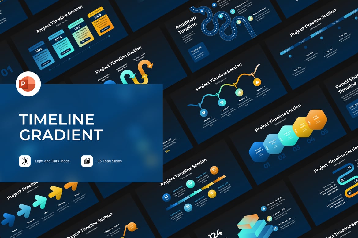 Template PowerPoint Timeline Gradient yang Menarik dan Modern