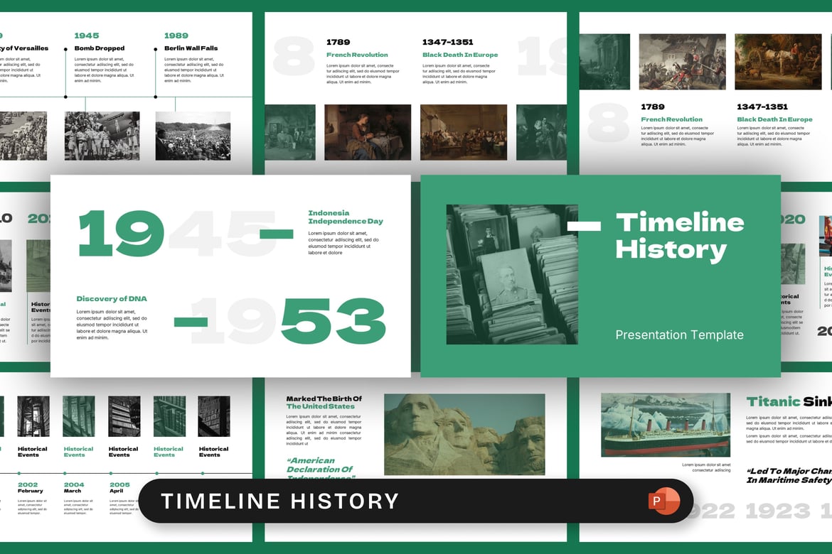 Template Presentasi PowerPoint Timeline Sejarah yang Menarik