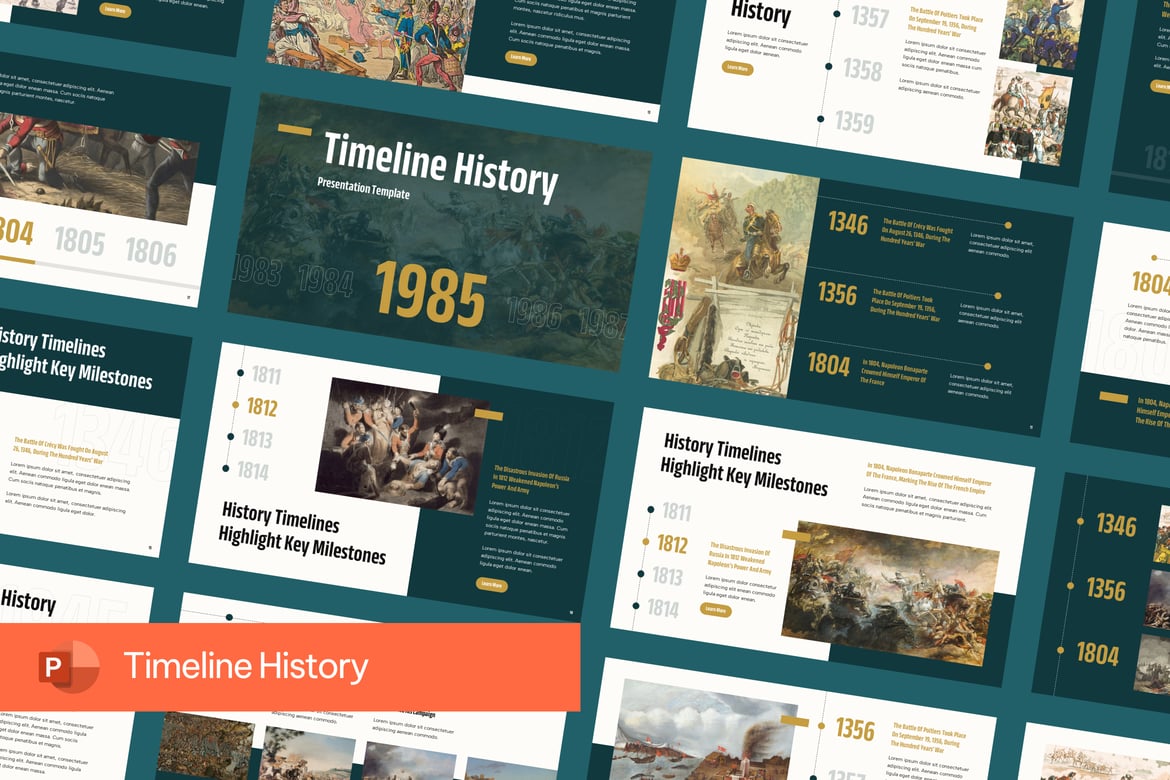 Template PowerPoint Sejarah Timeline yang Menarik