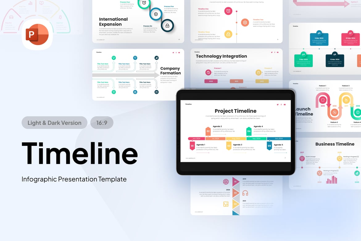 Template Presentasi Timeline Infografis - PowerPoint yang Menarik