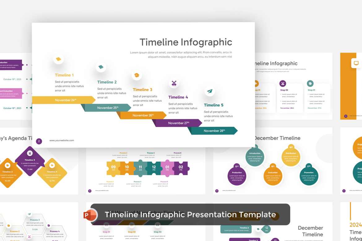 Template Presentasi PowerPoint Infografik Timeline yang Menarik