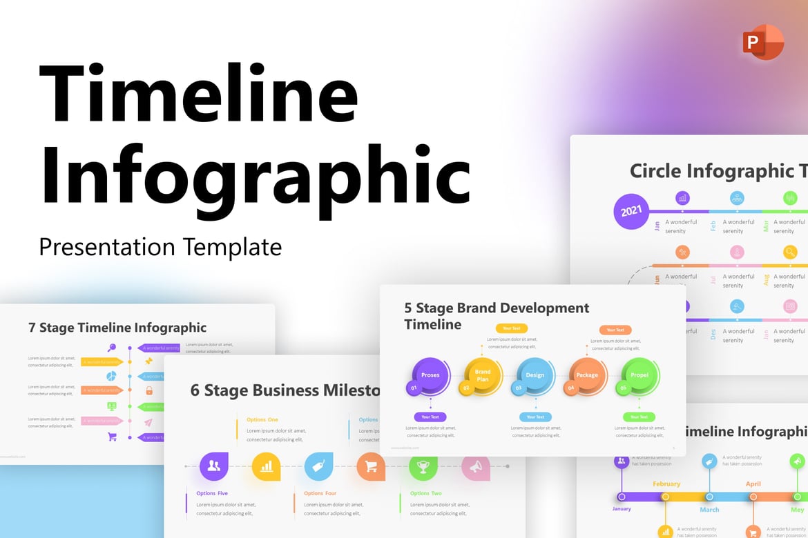Template Presentasi PowerPoint Infografis Timeline yang Elegan dan Modern